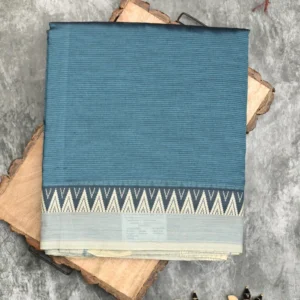 green silk paisley print saree with gold border