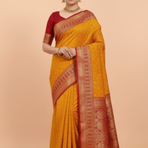 Mustard Yellow Silk Saree