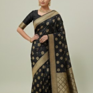 Banarasi Style Black Art Silk Zari Woven Saree