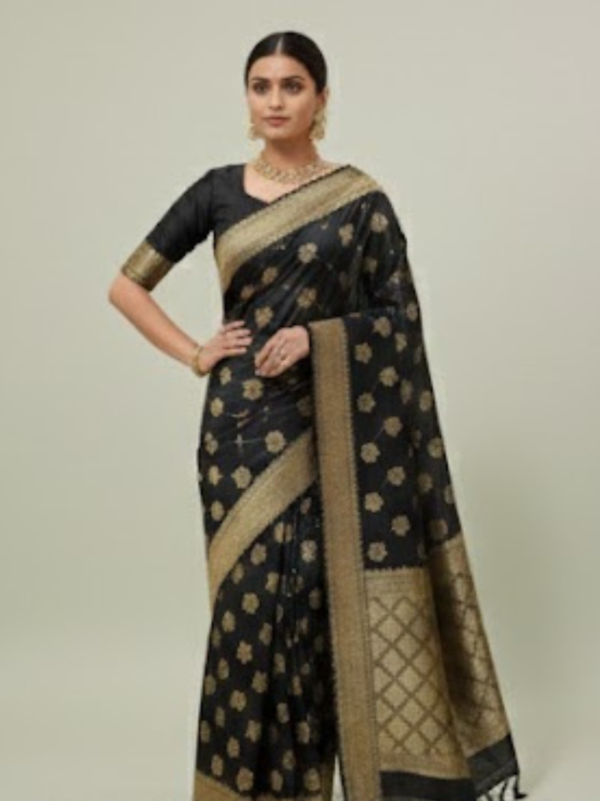 Banarasi Style Black Art Silk Zari Woven Saree